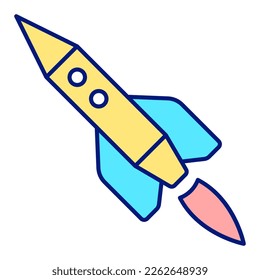 Passenger rocket in flight - icon, illustration on white background, color style
