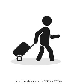 Passenger With Rolling Bag Icon. Vector isolated minimal symbol.