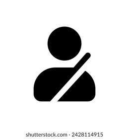 Passenger safety black glyph ui icon. Use belt to survive car accident. User interface design. Silhouette symbol on white space. Solid pictogram for web, mobile. Isolated vector illustration