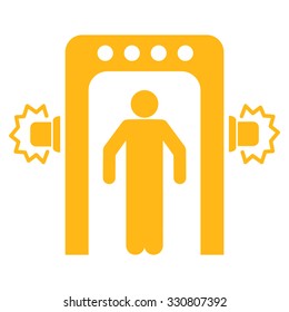 Passenger Screening vector icon. Style is flat yellow symbol, rounded angles, white background.