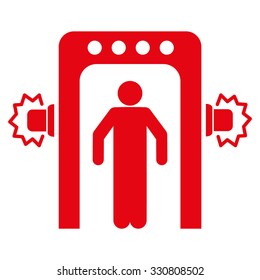 Passenger Screening vector icon. Style is flat red symbol, rounded angles, white background.