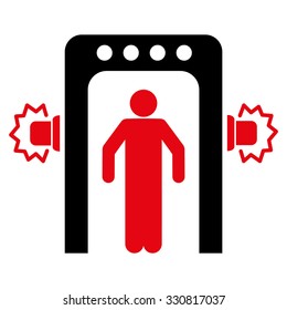 Passenger Screening vector icon. Style is flat bicolor intensive red and black symbol, rounded angles, white background.