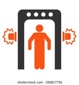 Passenger Screening vector icon. Style is flat bicolor orange and gray symbol, rounded angles, white background.