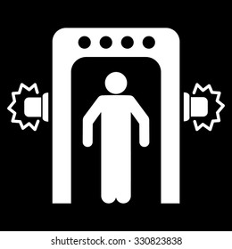 Passenger Screening vector icon. Style is flat white symbol, rounded angles, black background.