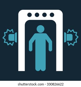 Passenger Screening vector icon. Style is flat bicolor blue and white symbol, rounded angles, dark blue background.