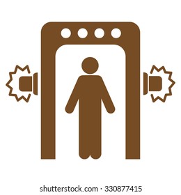 Passenger Screening vector icon. Style is flat brown symbol, rounded angles, white background.