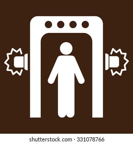 Passenger Screening vector icon. Style is flat white symbol, rounded angles, brown background.