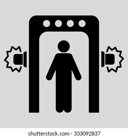 Passenger Screening vector icon. Style is flat black symbol, rounded angles, light gray background.