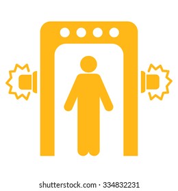 Passenger Screening vector icon. Style is flat yellow symbol, rounded angles, white background.