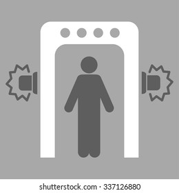 Passenger Screening vector icon. Style is flat bicolor dark gray and white symbol, rounded angles, silver background.