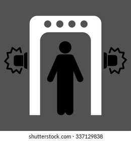 Passenger Screening vector icon. Style is flat bicolor black and white symbol, rounded angles, gray background.