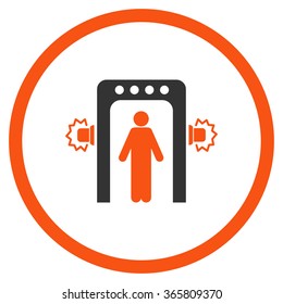 Passenger Screening vector icon. Style is bicolor flat circled symbol, orange and gray colors, rounded angles, white background.