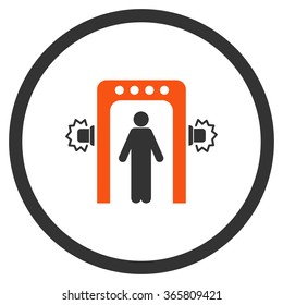 Passenger Screening vector icon. Style is bicolor flat circled symbol, orange and gray colors, rounded angles, white background.