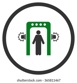 Passenger Screening vector icon. Style is bicolor flat circled symbol, green and gray colors, rounded angles, white background.