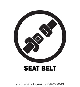 Passenger seat belt, black silhouette isolated on white background. Fasten your seatbelt, warning banner. Monochromatic poster with rule of safety traffic for driver. stock illustration
Airplane, Belt