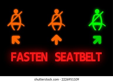 Passenger seat belt warning light, vector illustration