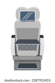 Passenger seat with video on demand device. Rear view. Simple flat illustration.