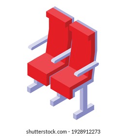 Passenger seats icon. Isometric of passenger seats vector icon for web design isolated on white background