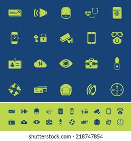Passenger security color icons on blue background, stock vector