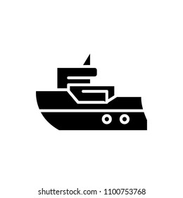 Passenger ship black icon concept. Passenger ship flat  vector symbol, sign, illustration.