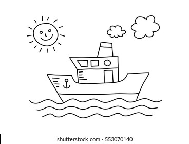 Passenger ship on white background