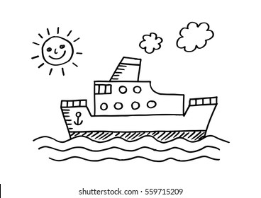 Passenger ship on white background