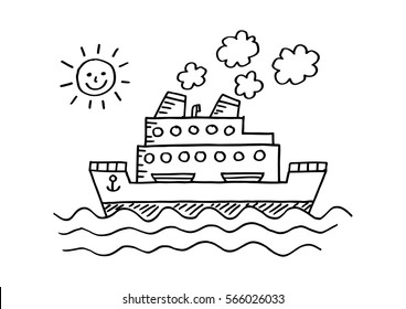 Passenger ship on white background