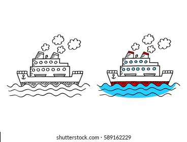 Passenger ship on white background
