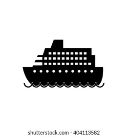 Passenger ship silhouette icon. Cruise liner travel. Vector illustration