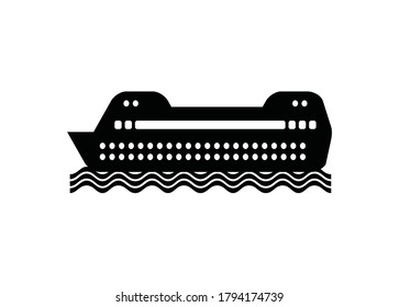 Passenger ship. Simple illustration in black and white
