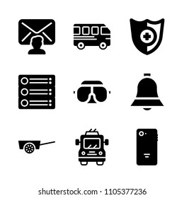 passenger, telephone, alert and computer icons in Web vector set. Graphics for web and design