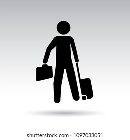 Passenger Or Tourist With Suitcase, Simple Icon