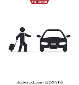 Icono de la bolsa circular de remolque del acompañante. Viajando en coche. Ilustración vectorial aislada
