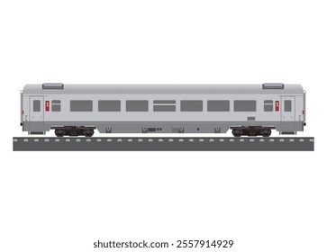 Passenger train car exterior. Simple flat illustration.
