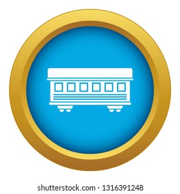 Passenger train car icon blue vector isolated on white background for any design