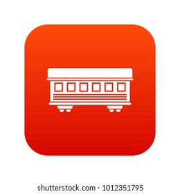 Passenger train car icon digital red for any design isolated on white vector illustration