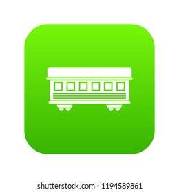 Passenger train car icon digital green for any design isolated on white vector illustration