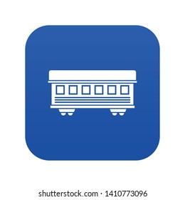 Passenger train car icon digital blue for any design isolated on white vector illustration