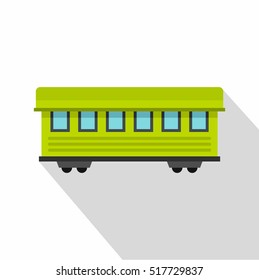 Passenger train car icon. Flat illustration of passenger train car vector icon for web design