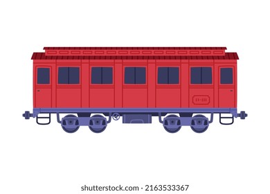 Passenger Train Car Or Wagon Side View Vector Illustration