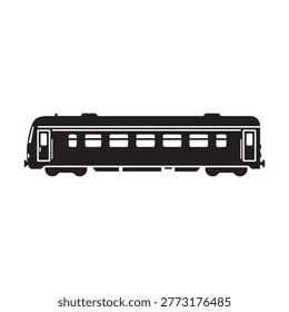Passenger train carriage side view icon for travel and transportation