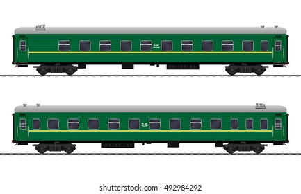 Passenger train cars. Railway carriage. vector