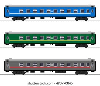 Passenger train cars. Railway carriage. vector