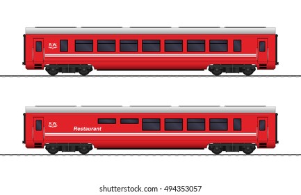 Passenger train cars. Railway carriage. vector