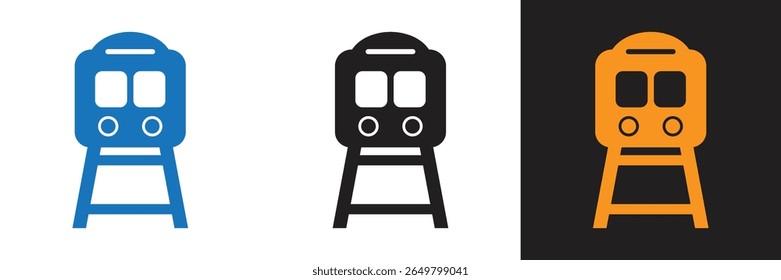 Diseño del icono del tren de pasajeros del frente con el fondo blanco. Ilustración de icono de tren de pasajeros