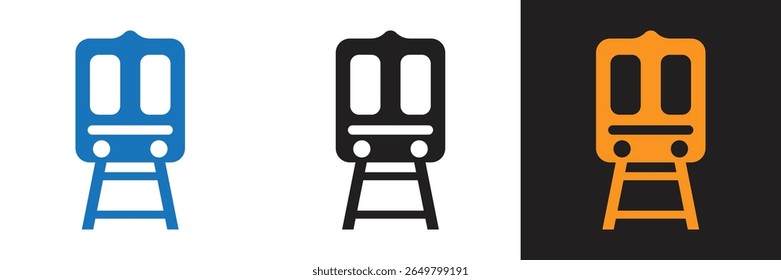 Diseño del icono del tren de pasajeros del frente con el fondo blanco. Ilustración de icono de tren de pasajeros