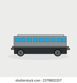 The passenger train is light gray on a white background