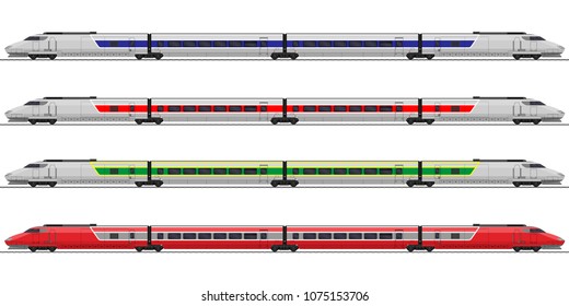 Passenger train. Railway carriage. set