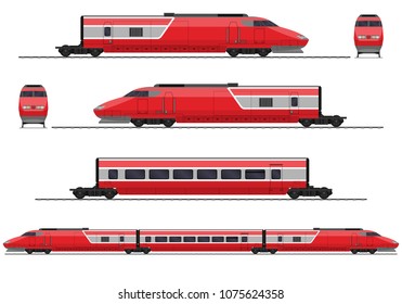 Passenger train. Railway carriage. set
