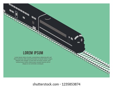 passenger train silhouette, isometric view